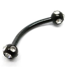 Micro Curved Barbell with 5 jewels Black Steel