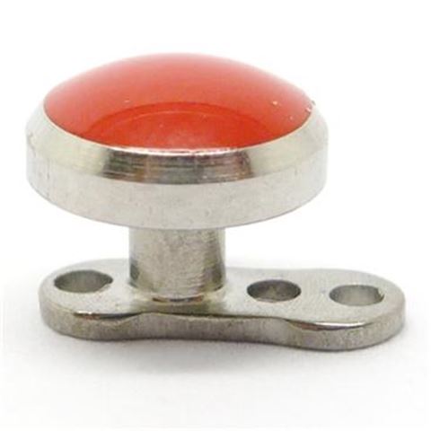 Titanium Dermal Anchor with red-bright half-ball