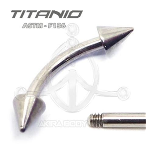 Raw Titanium Micro-curved Barbell with cones
