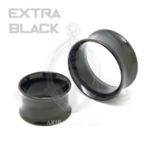 Double Flared Flesh Tube in Surgical Steel. Black