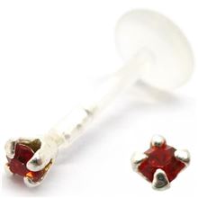 Bio-Plast Labret with hooked jewel