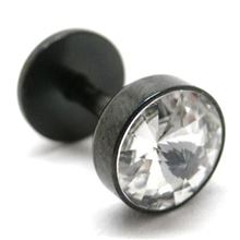 Black Fake bioplastic Plug with jewel