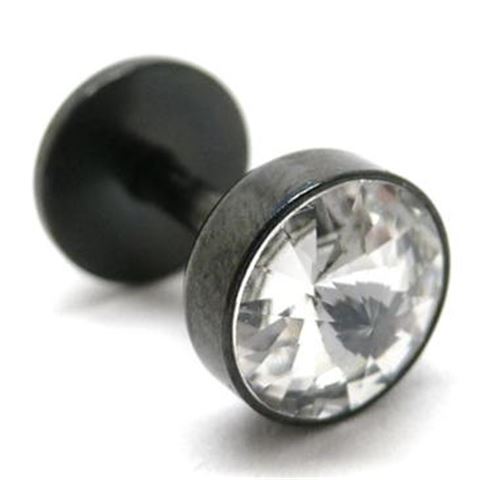 Falso dilatador bioplástico negro con joya