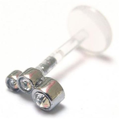 Bio-Plast Labret with three jewels