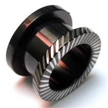 Striped black steel ear tunnel