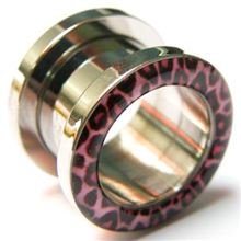 Pink leopard ear steel tunnel