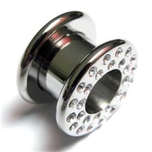 Ear thread tunnel steel with jewelry