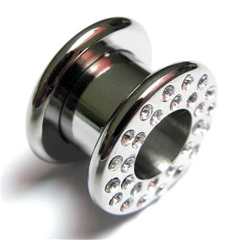 Ear thread tunnel steel with jewelry
