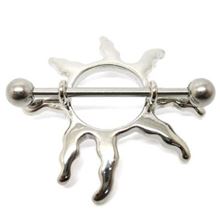 Tribal sun nipple piercing