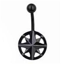 Black Compass Rose belly bar