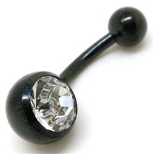 Black-Steel Jewelled Belly Bar