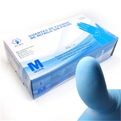 Guantes de Nitrilo AZUL marca Alba