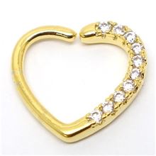 HEART-jeweled Gold Flex Ring