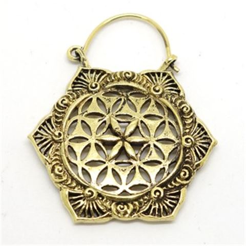 Brass EarRing HEXAGON
