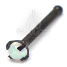 Black Steel Nose-Bone Opal