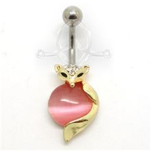 Fox on Rose Gem Belly Ring