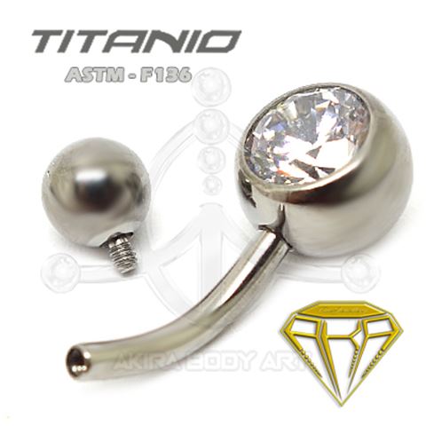Titanium Jewelled Belly Bar Internal Thread