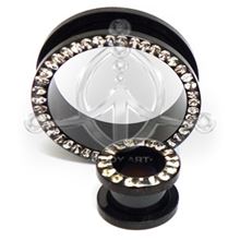 Black Threaded & Jeweled Flesh Tunnel (2)