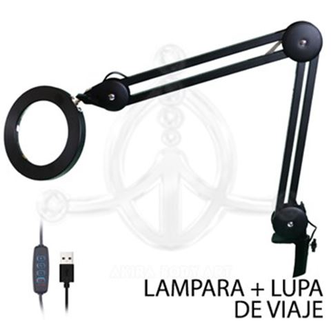 Lámpara-Lupa USB negra