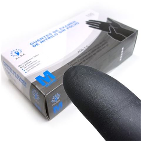 Guantes de Nitrilo NEGRO marca Alba
