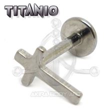 Labret titanio ROSCA INTERNA - CRUZ