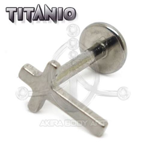 Labret titanio ROSCA INTERNA - CRUZ