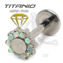Titanium Labret INTERNAL THREAD - Opal Flower