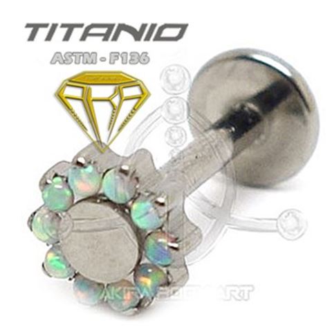 Titanium Labret INTERNAL THREAD - Opal Flower