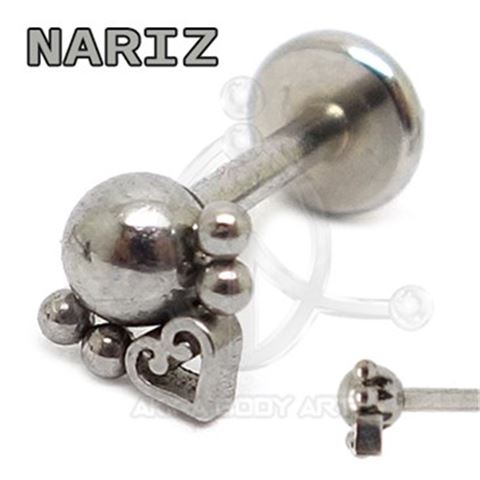 Labret Triangle Balls and Heart (Internal thread)