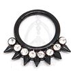 Segmented spiked hoop with jewels - BLACK