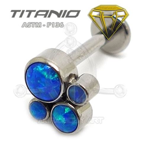Labret Titanio 4 Ópalos Azul