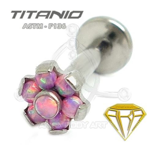 Labret FLOWER OPALS (Titanium Internal Thread)