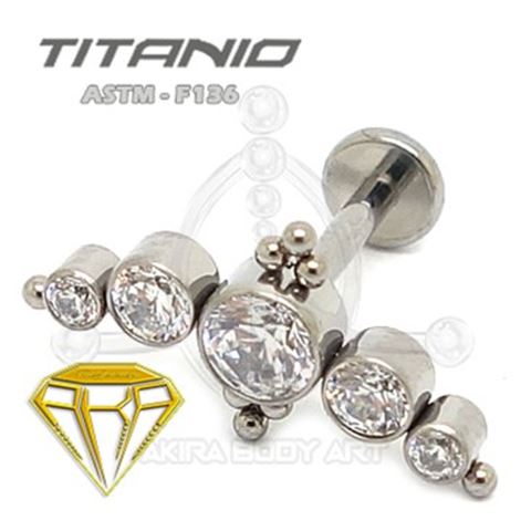 Labret LUNA DE CRISTAL con Bolas - Titanio