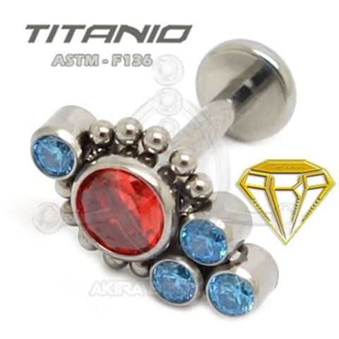 Labret JOYAS Colores con Bolas - Titanio