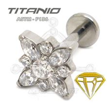 CRYSTAL FLOWER Labret - Titanium