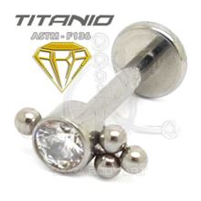 Labret JOYA con Bolas - Titanio (2)