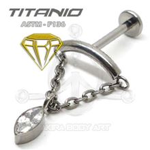 Labret barra con cadena - OJO DE CRISTAL