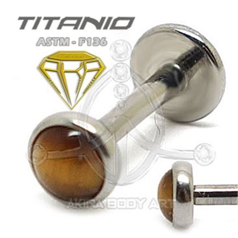 Titanium Labret INTERNAL THREAD - TIGER EYE