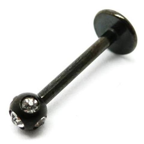 Labret con multijoya acero negro