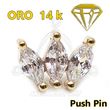 Replacement PUSH IN jewel 3 Petals - 14K