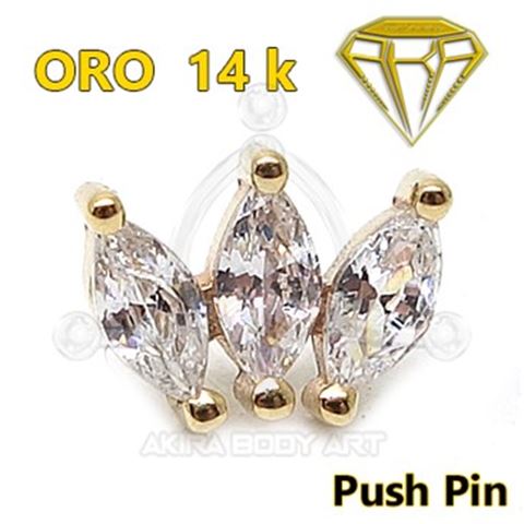 Replacement PUSH IN jewel 3 Petals - 14K