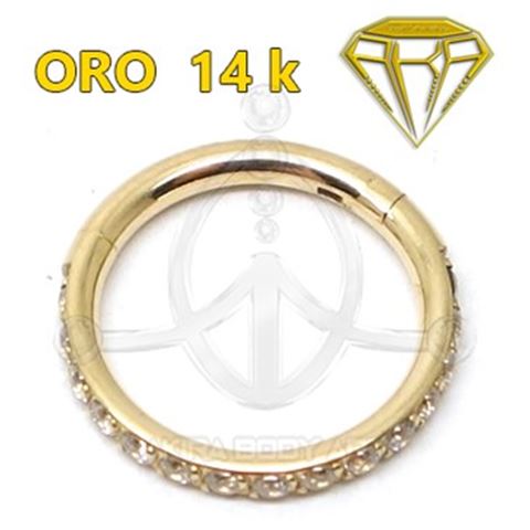 Segmented Hoop with Edge Jewels - 14K