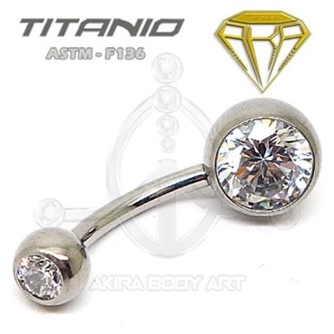 Titanium Jewelled Belly Bar Internal Thread
