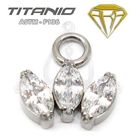 Hoop Charm - 3 Jeweled Petals