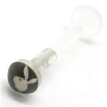 Labret with enamelled drawing in flat ball