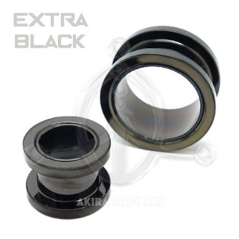 Black Steel Threaded Flesh Tunnel.