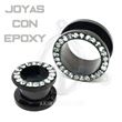 Black Threaded & Jeweled Flesh Tunnel (1)