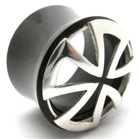 Horn Flesh Plug with silver-cross
