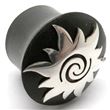 Horn Flesh Plug with silver Borneo-Sun figure