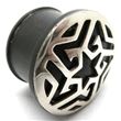 Horn Flesh Plug with silver Aztec-star